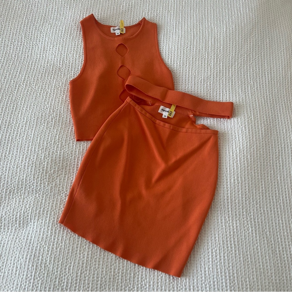 Orange Revolve Going Out Set Top and Skirt